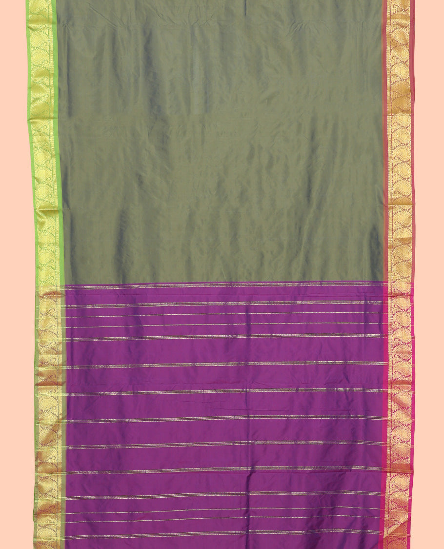 Green Plain Ten-Yard Art Silk Saree