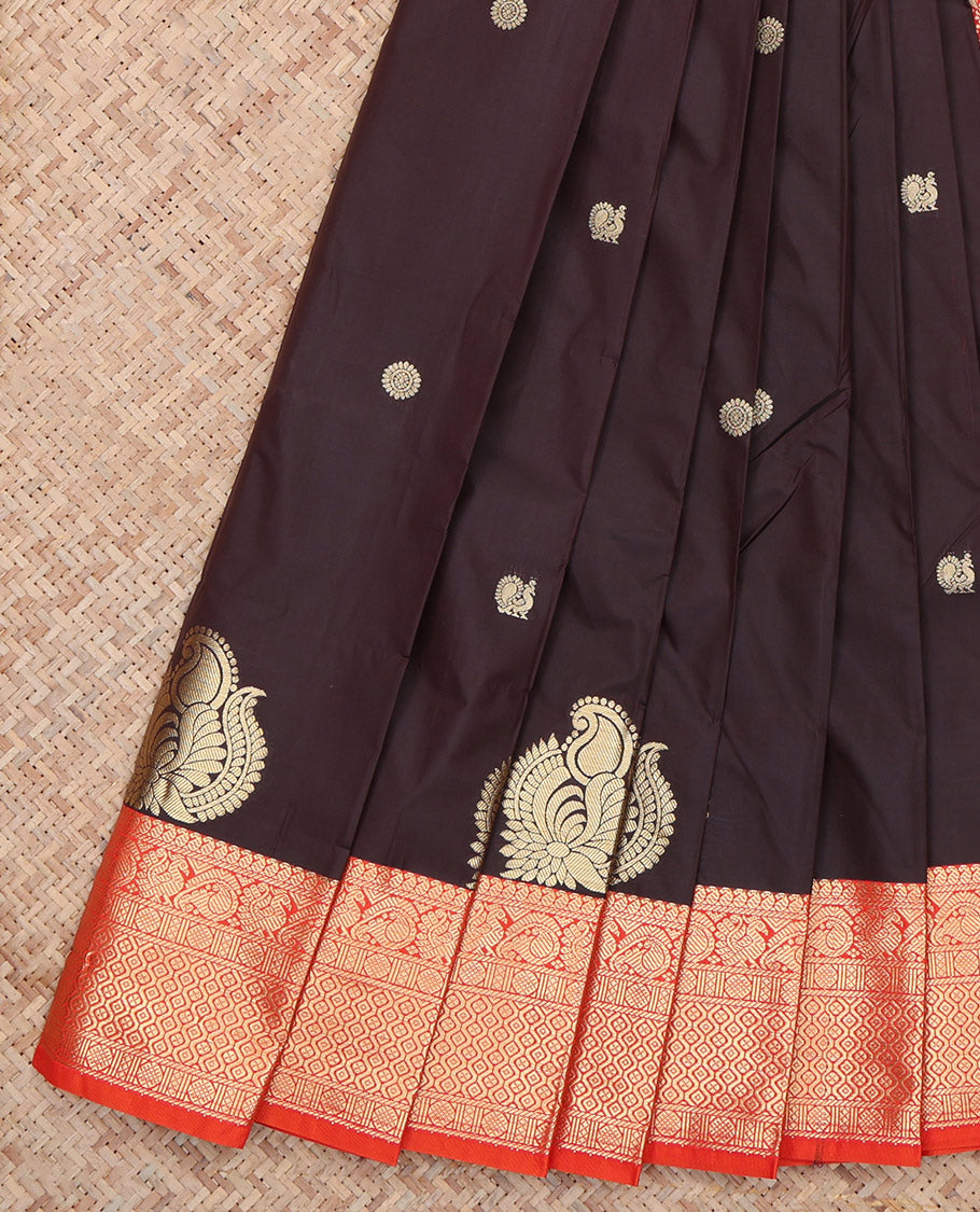 Brown Contrast Traditional Budget Silk Saree