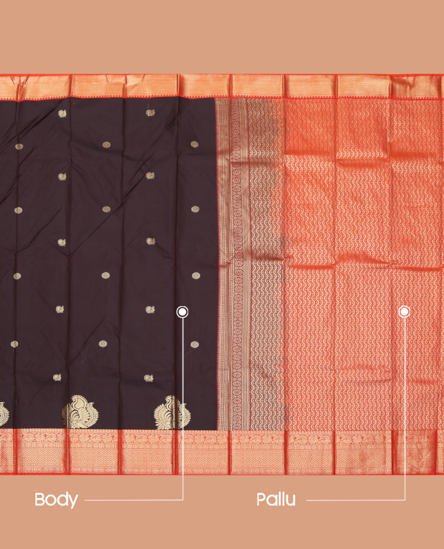 Brown Contrast Traditional Budget Silk Saree