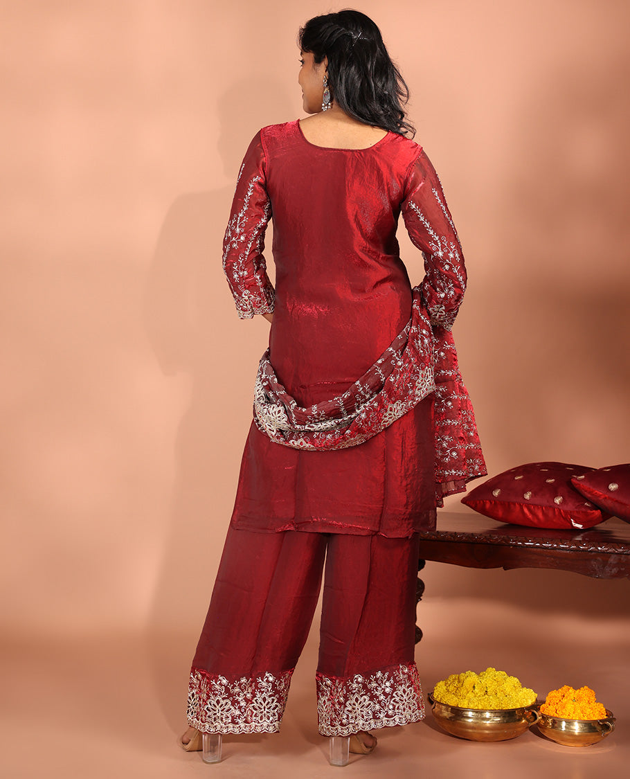 Red Fendi Fabric Readymade Suit
