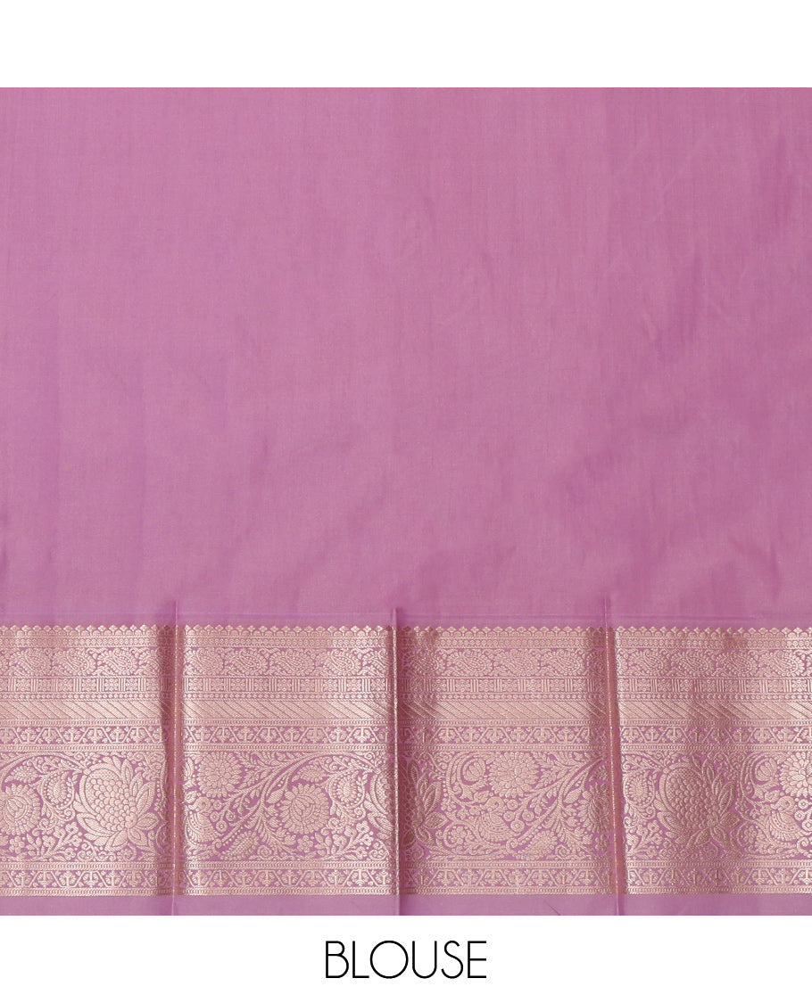 Red Budget Silk Saree, Woven with Zari Buttas, Complemented by a Contrast Traditional Zari Border, Grand Pallu, and a Contrast Blouse