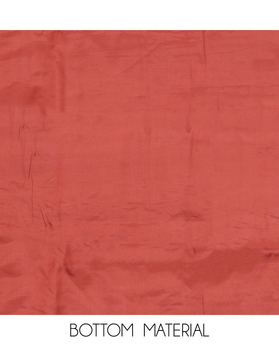 Chilli red material chudidar set, self-color thread and sequins embroidered top, plain bottom and sequins work dupatta