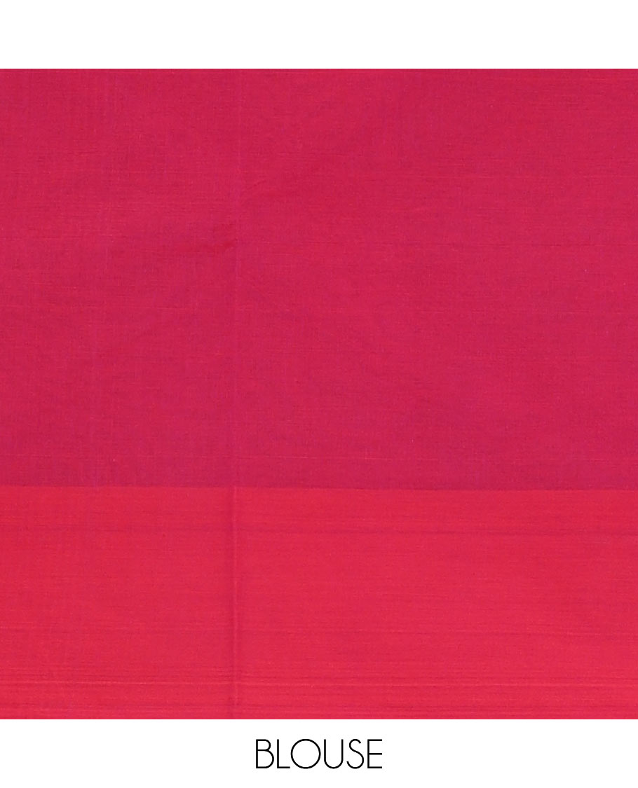 Pink uniquely checked Coimbatore cotton saree, contrast diamond patterned border & geometric pallu