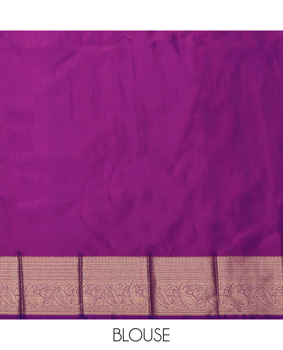 Purple Budget Silk Saree, Bedecked with Zari Buttas, Highlighted by a Traditional Zari Border, Intricate Pallu, and a Matching Blouse