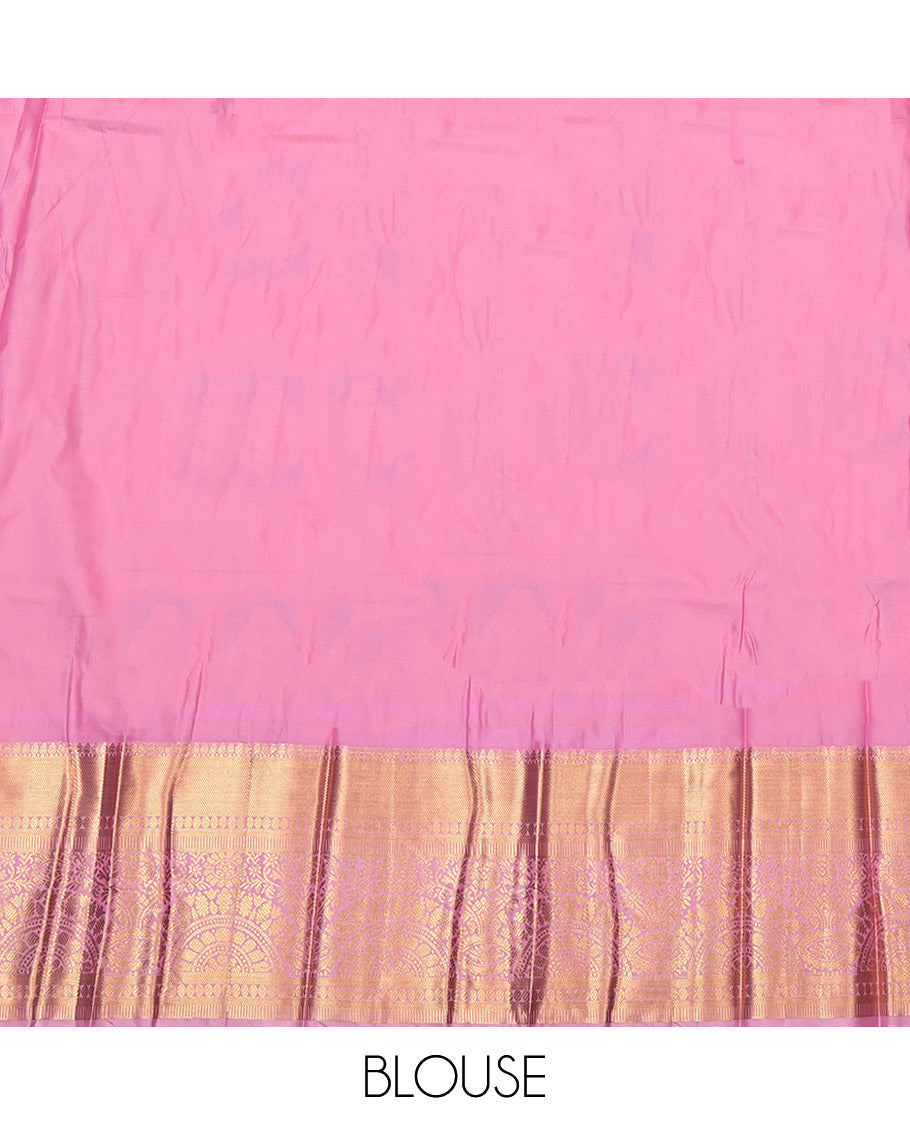 Yellow Budget Silk Saree, Crafted with Zari Designs, Complemented by a Contrast Traditional Border, Grand Pallu, and a Contrast Blouse