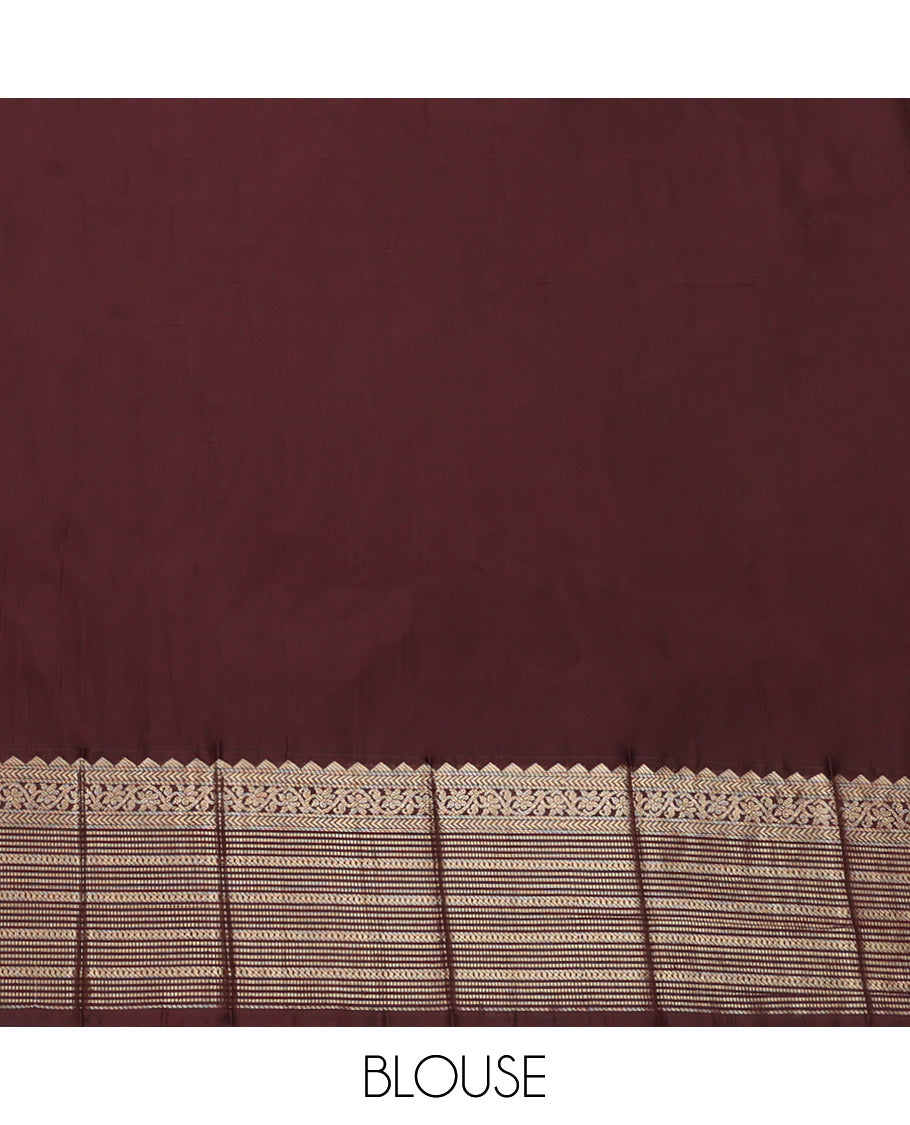 Pink Budget Silk Saree, Detailed with Zari Butta Enclosed Checks, Complemented by a Contrast Traditional Zari Border, Grand Pallu, and a Contrast Blouse