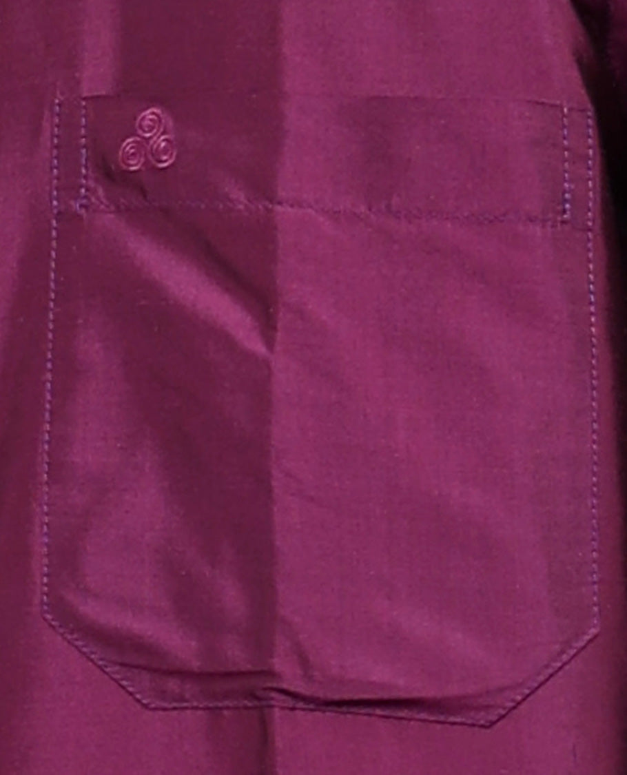 PuPurple plain design full-sleeve pure-silk shirt
