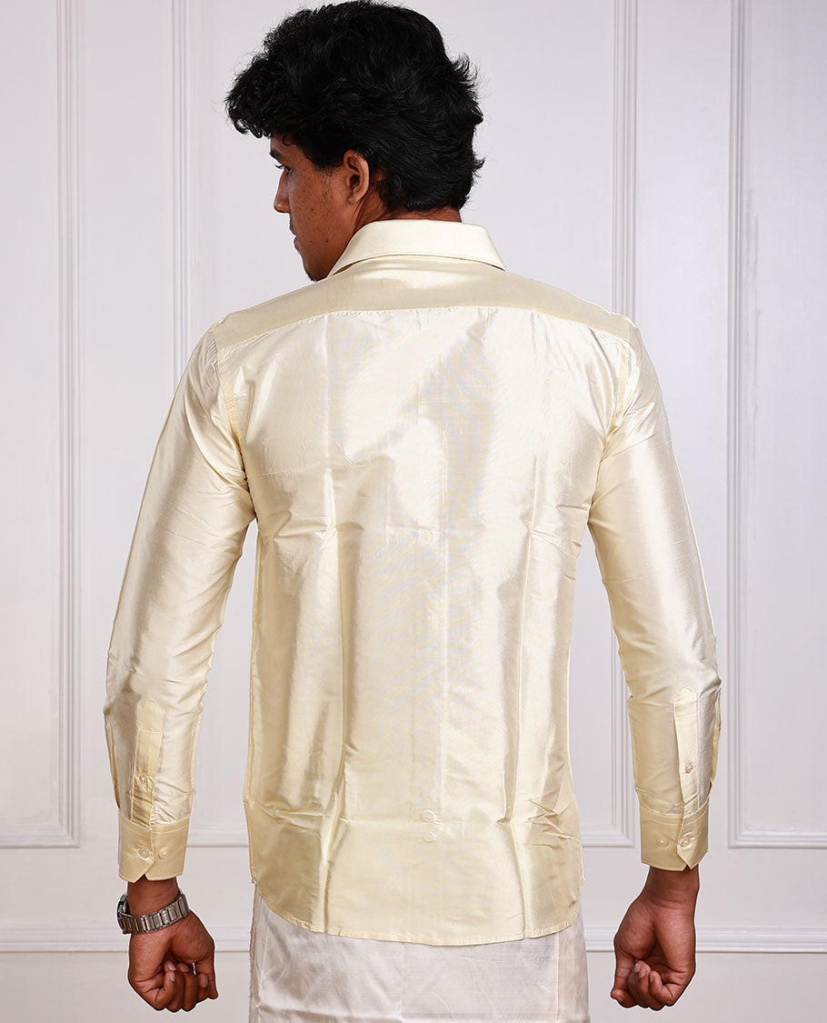 Sandal plain design full-sleeve pure-silk material shirt