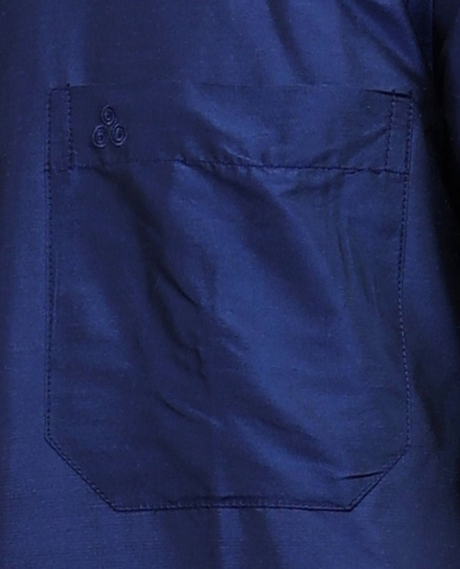 Berry blue plain design half-sleeve pure-silk material shirt