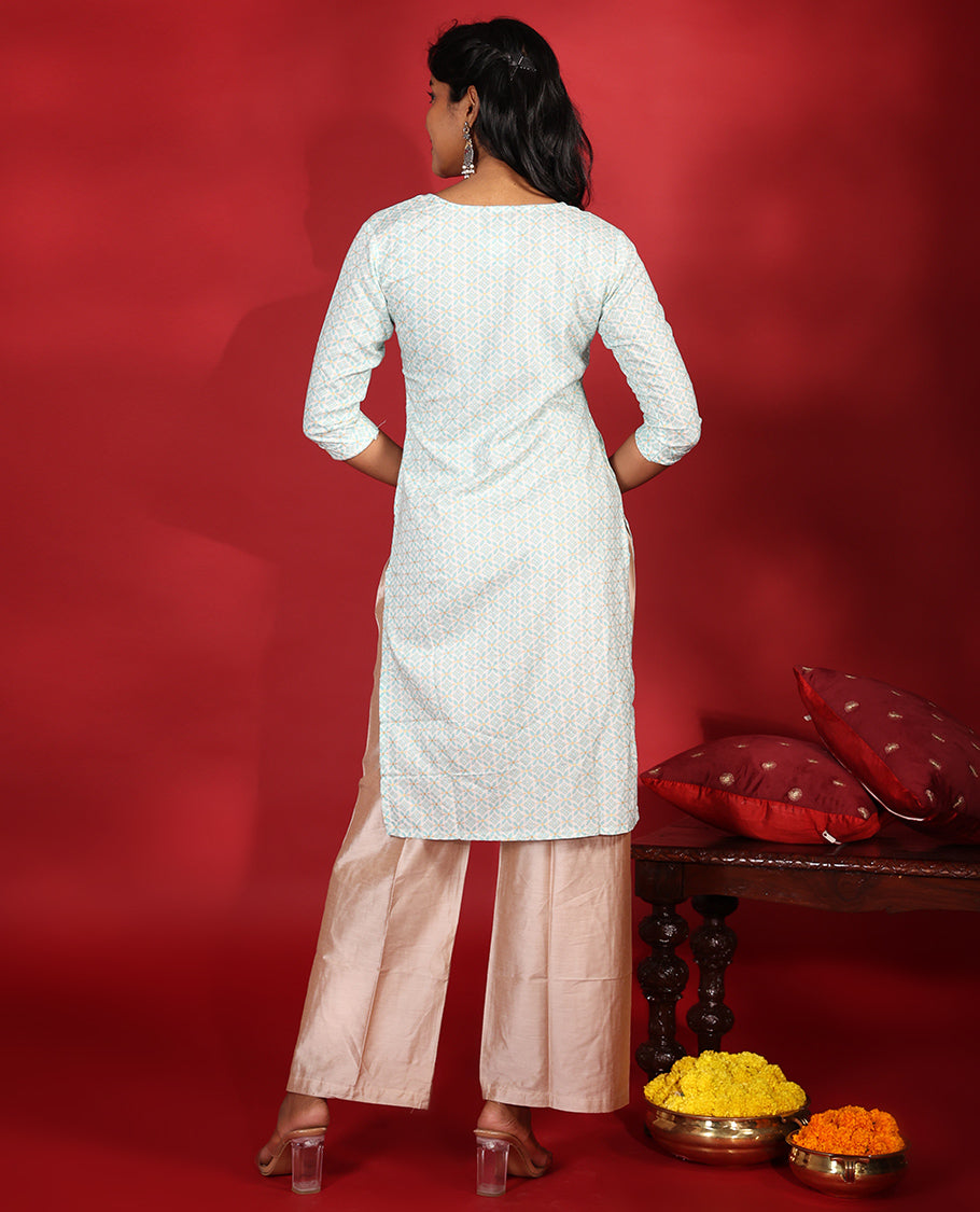 Pale Blue Rayon Readymade Kurti