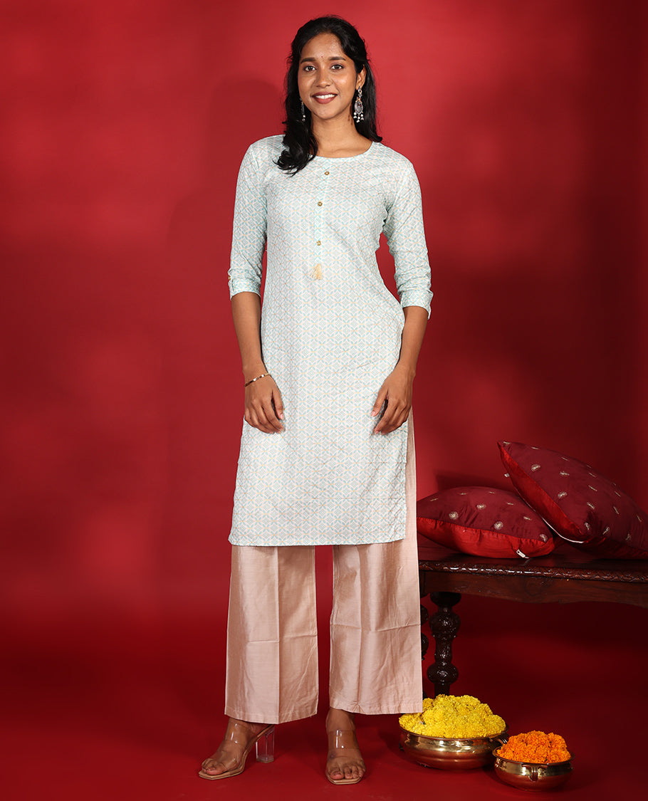 Pale Blue Rayon Readymade Kurti