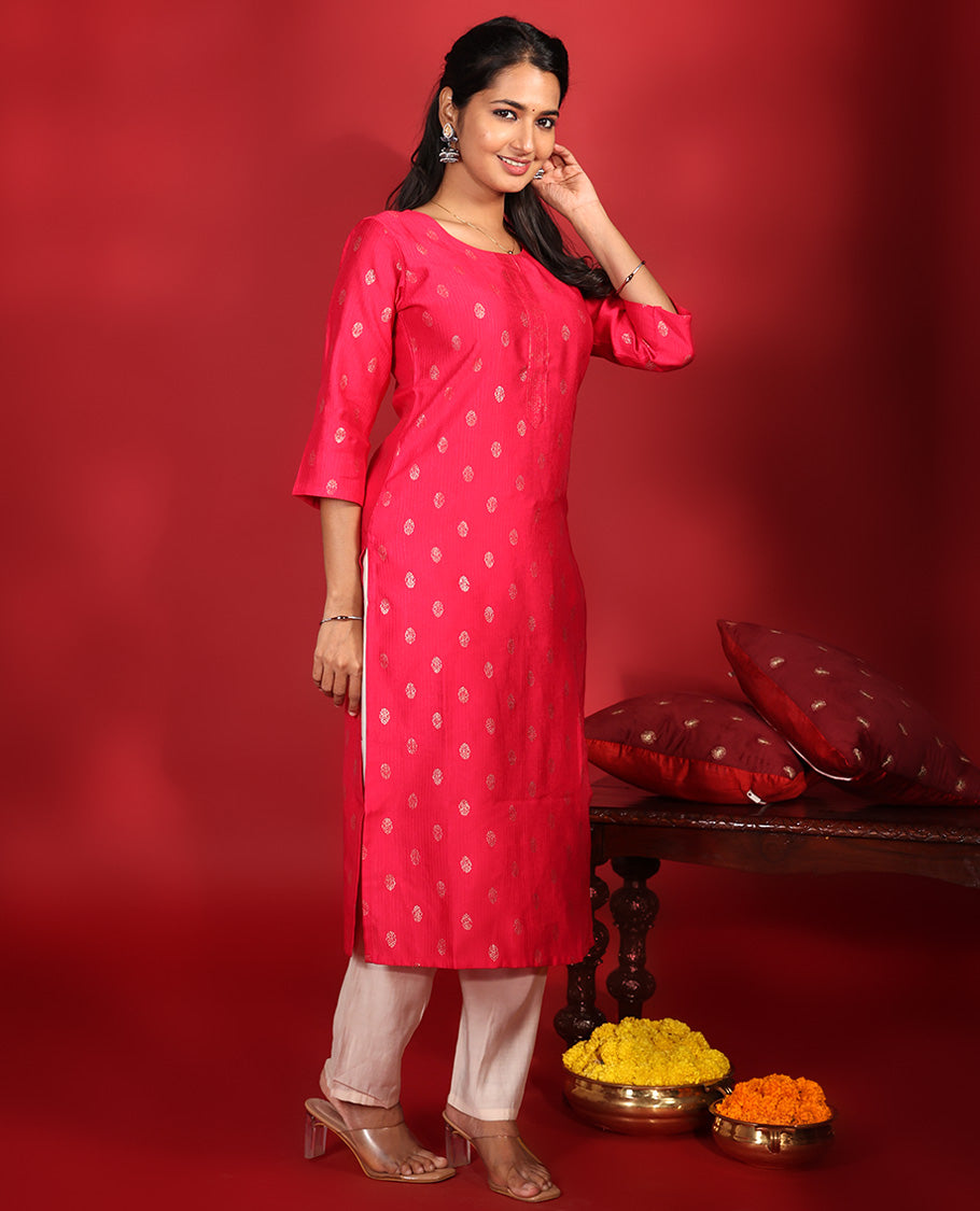 Rani Pink Readymade Rayon Kurti