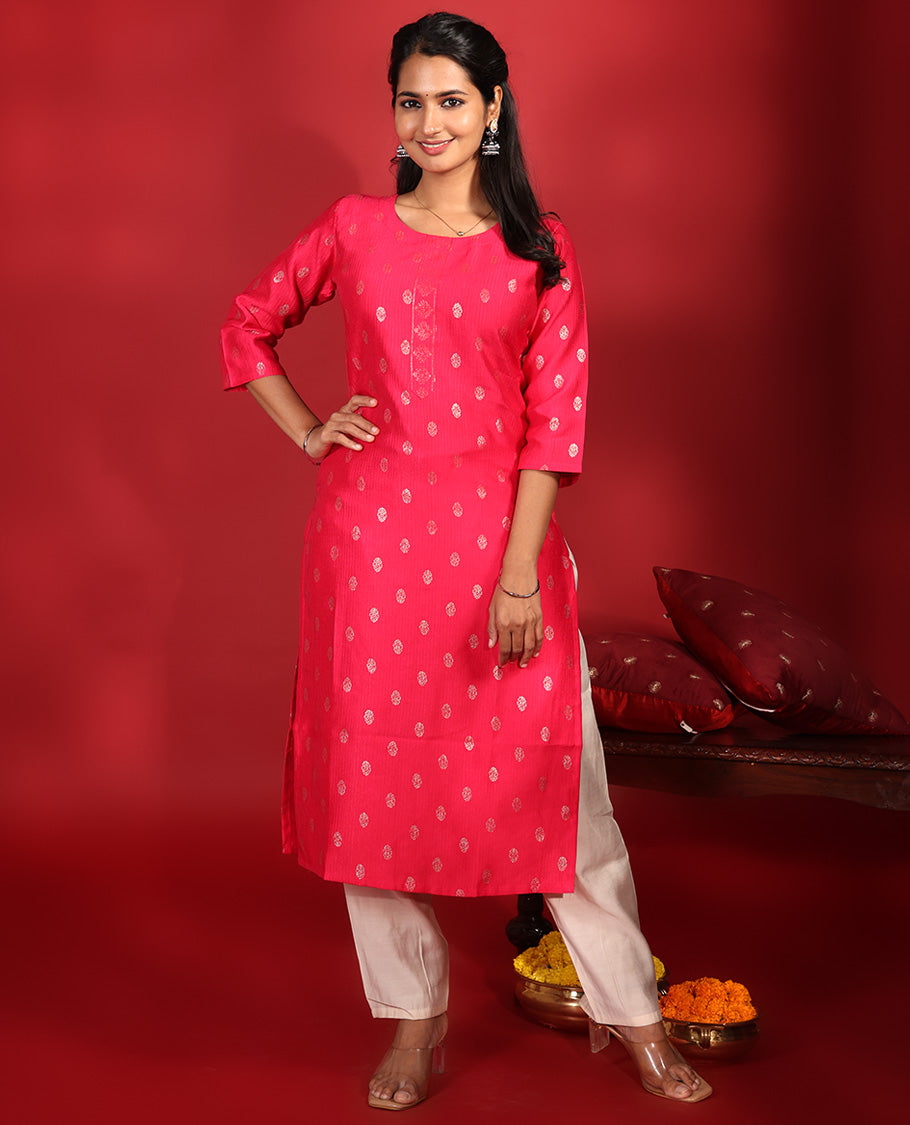Rani Pink Readymade Rayon Kurti
