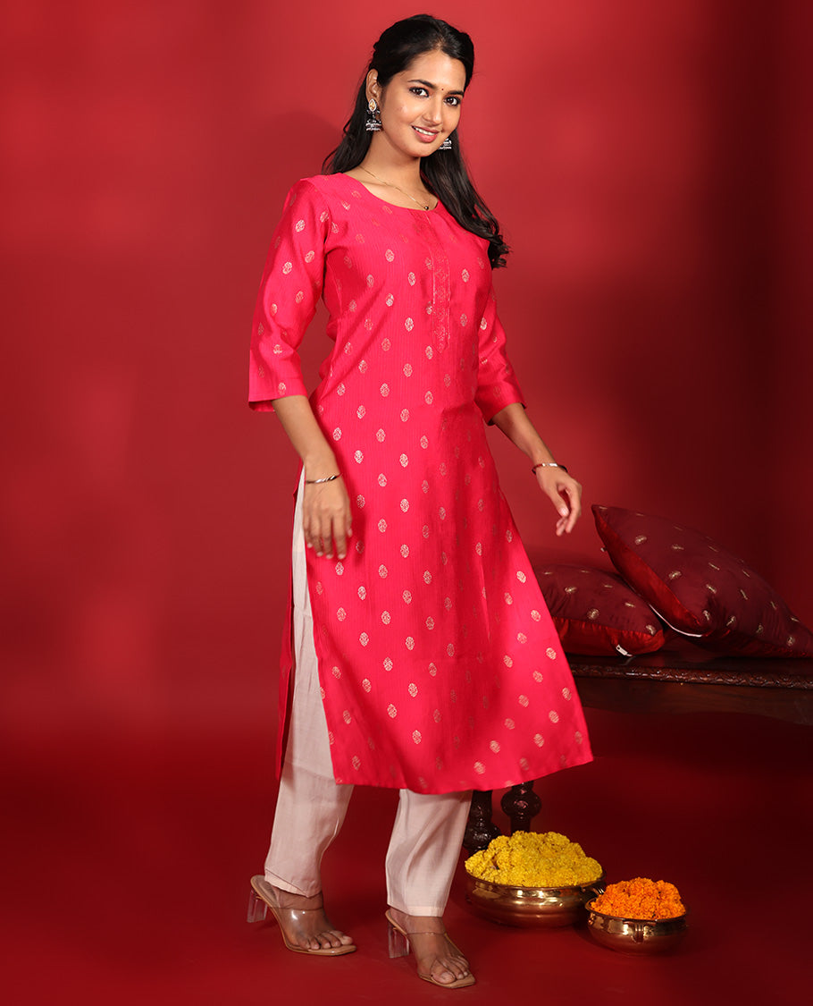 Rani Pink Readymade Rayon Kurti