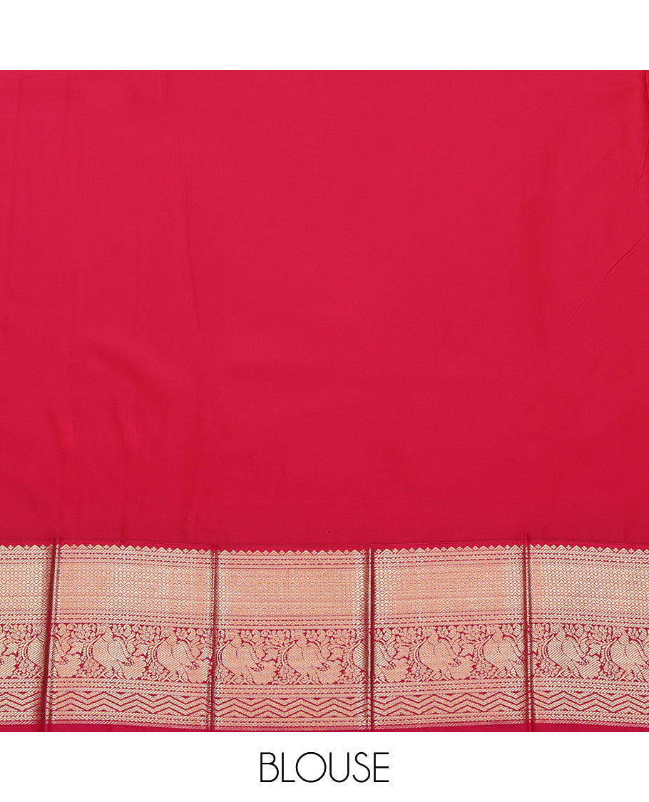 Blue Budget Silk Saree, Gleamed Up with Zari Buttas on Its Body, Complemented by a Contrast Traditional Zari Design Border, Pallu of Intricate Designs, and Paired with a Contrast Blouse