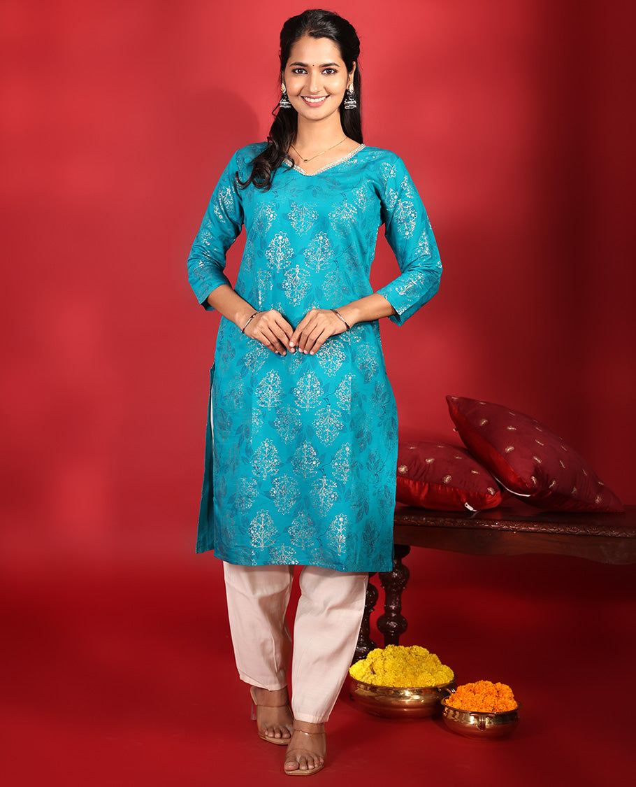 Blue Readymade Rayon Kurti