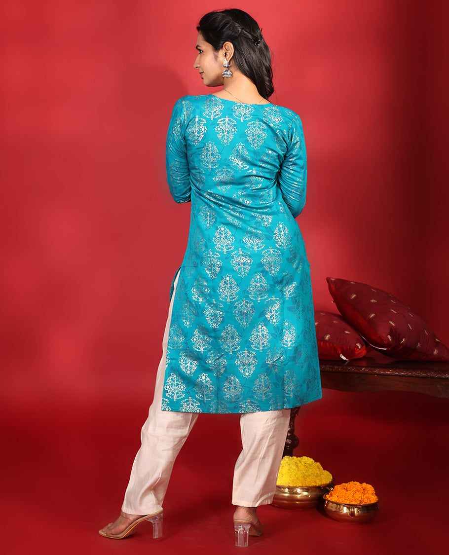 Blue Readymade Rayon Kurti