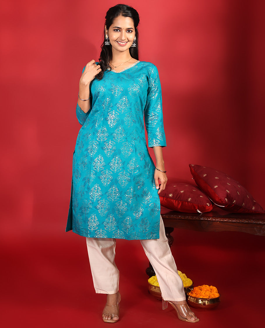 Blue Readymade Rayon Kurti