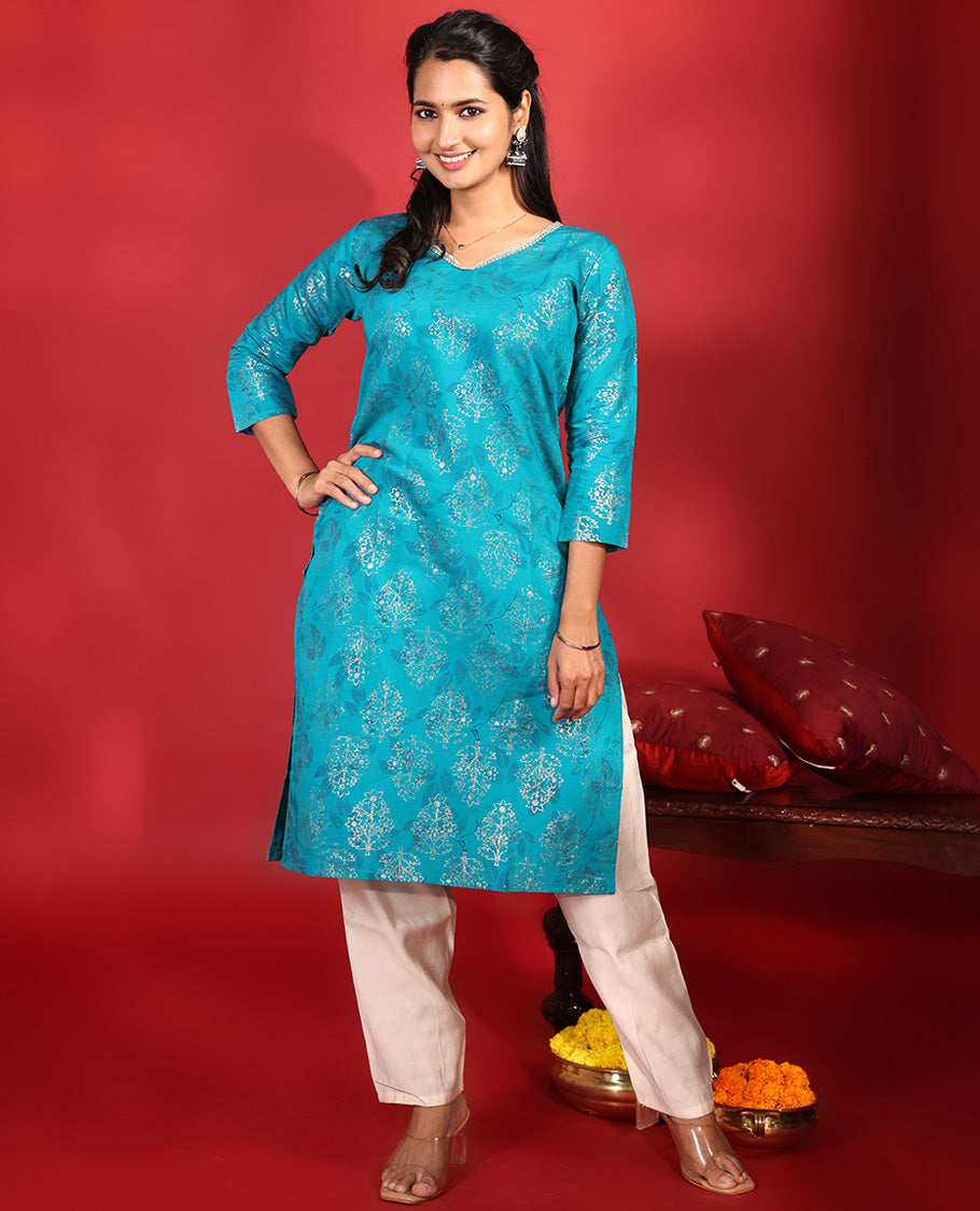 Blue Readymade Rayon Kurti