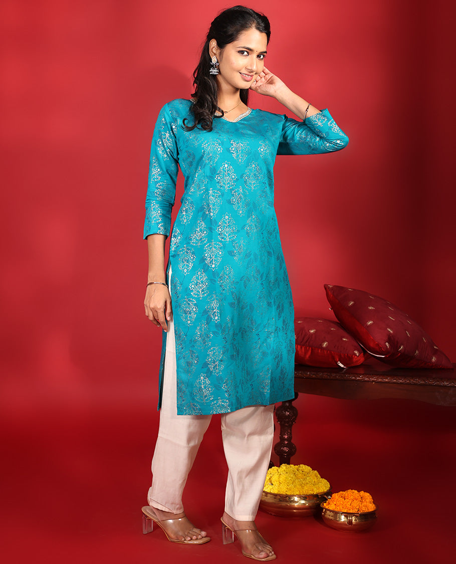 Blue Readymade Rayon Kurti