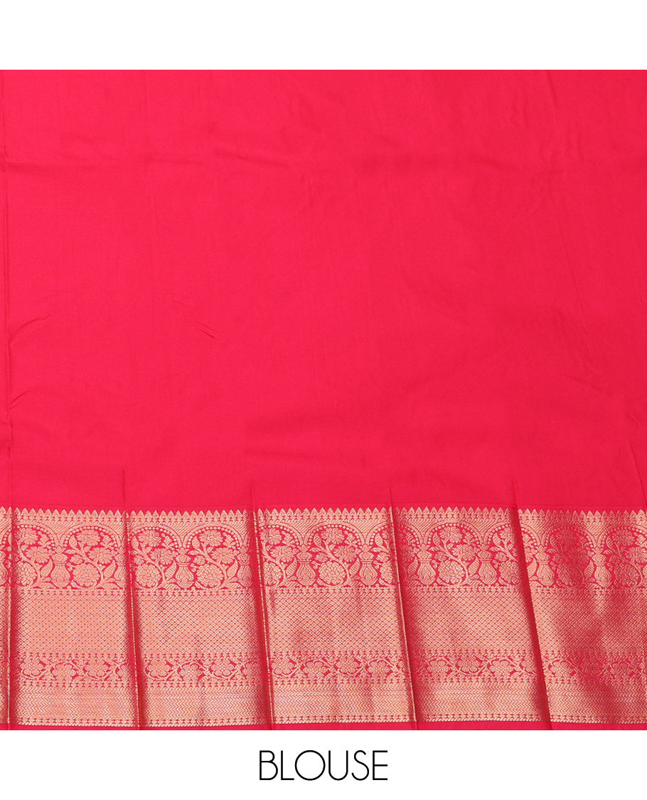 Navy Blue Budget Silk Saree, Delicately Woven with Zari Buttas, Complemented by a Contrast Traditional Zari Border, Grand Pallu, and a Contrast Blouse