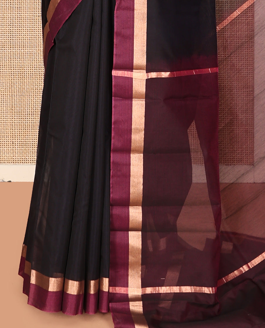 Black Plain Silk Cotton Saree