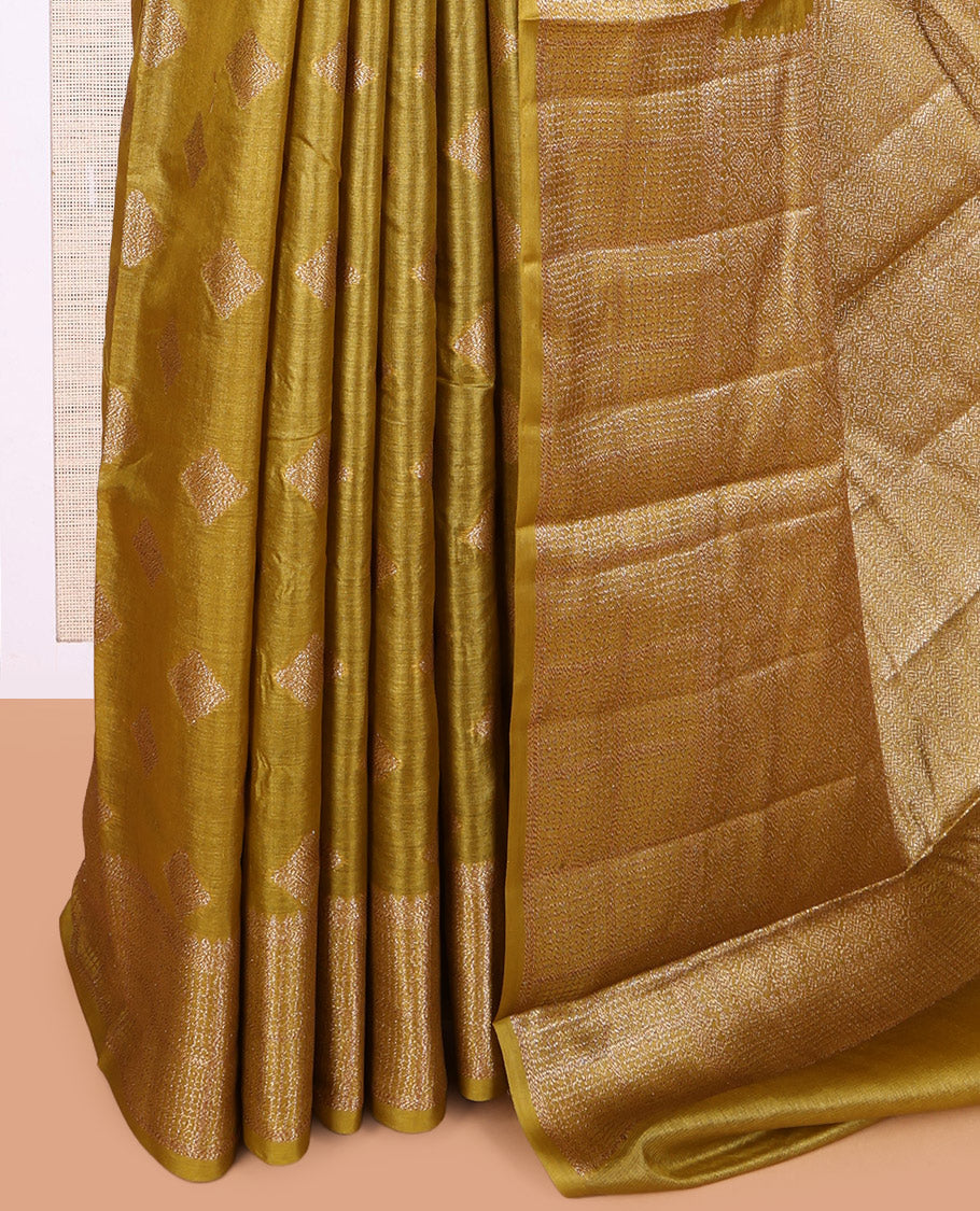 Mustard Tussar Silk Saree