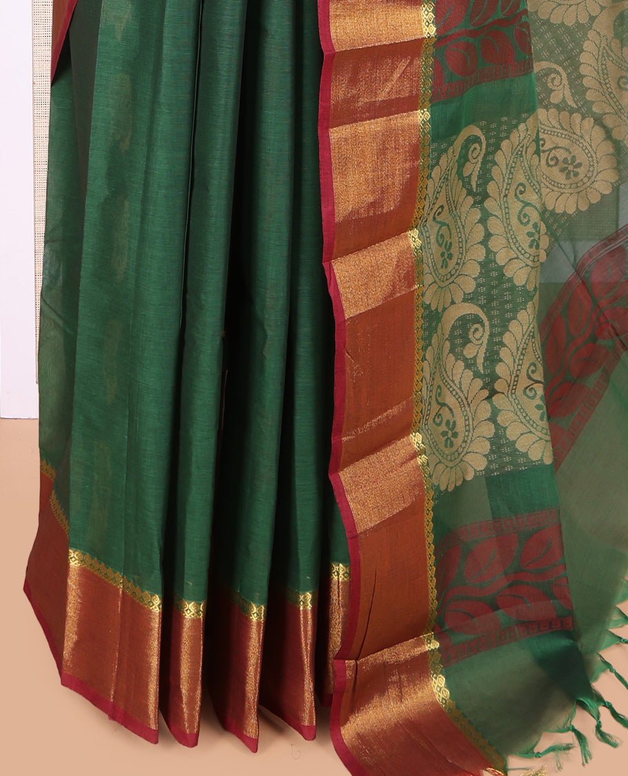 Green Plain Kanchi Cotton Saree
