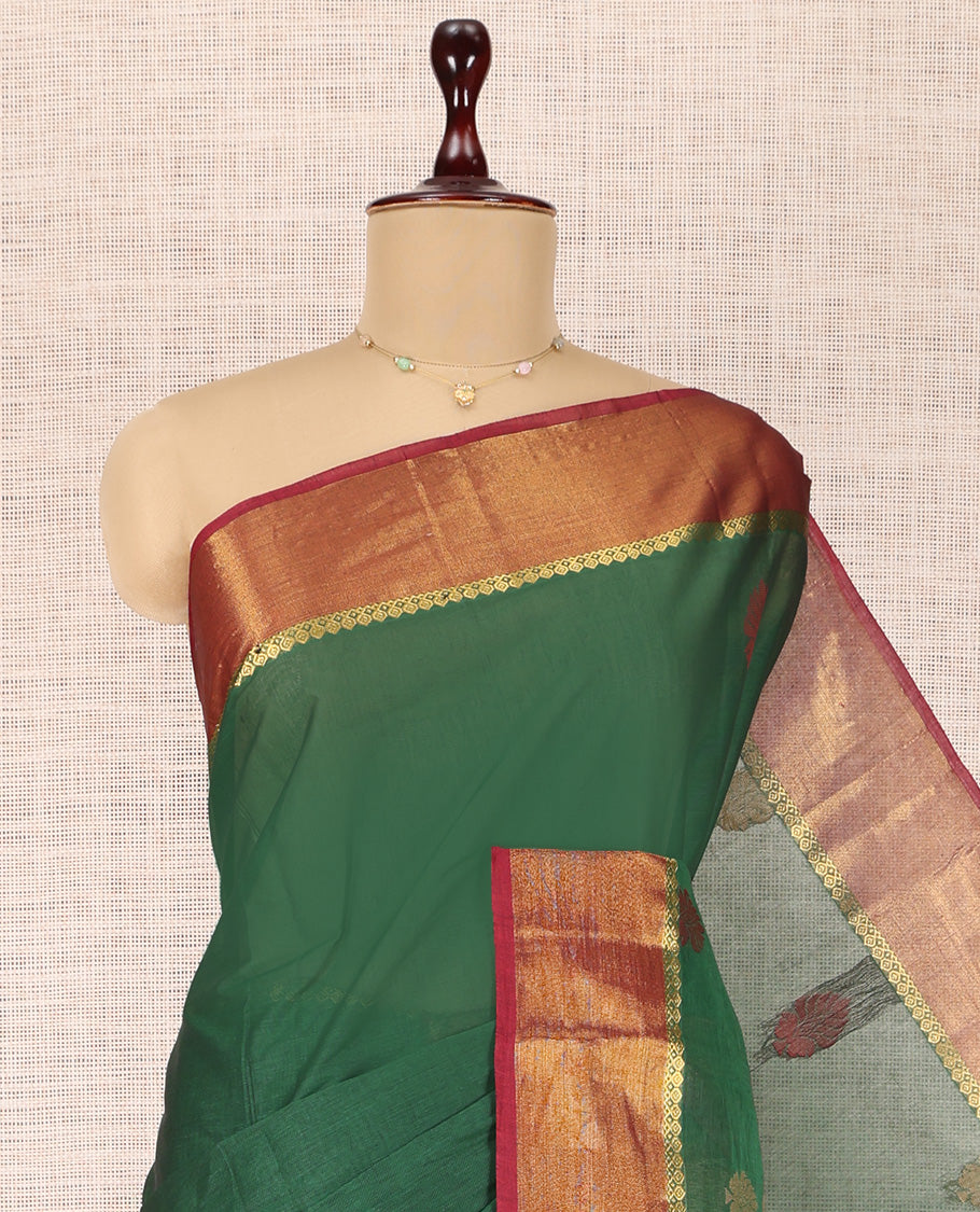 Green Plain Kanchi Cotton Saree