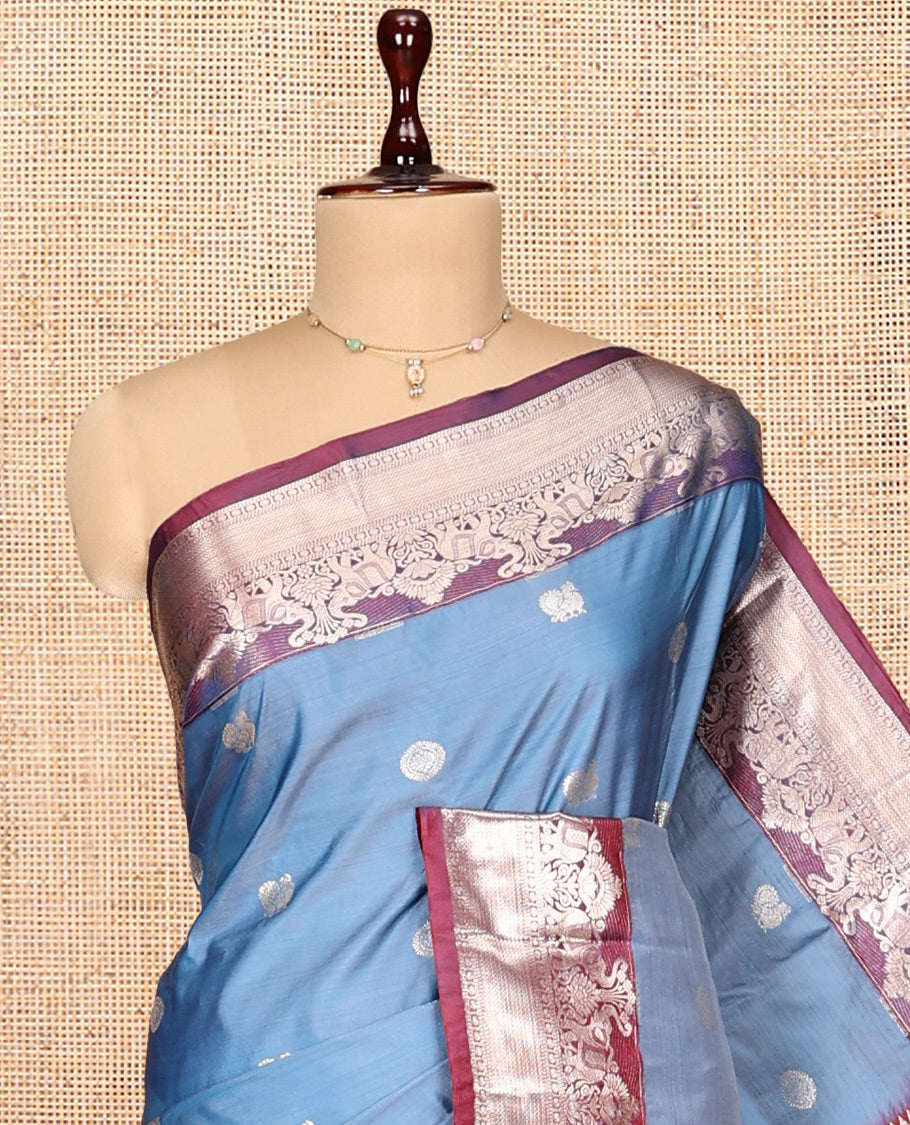 Blue Zari Buttas Gift Saree