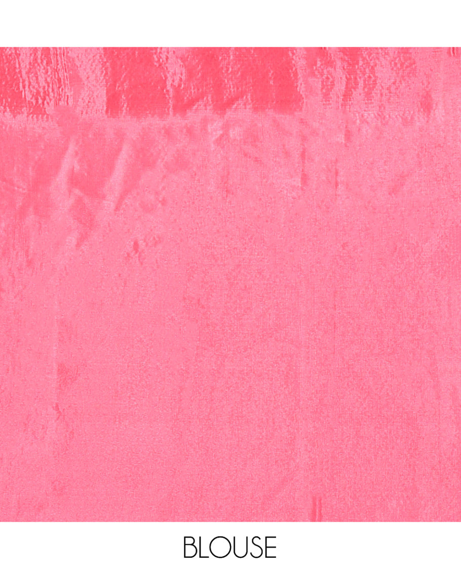 Onion Pink HO-Silk Saree, Elevated with Zari Buttas All Over Its Body, Highlighted by a Self-Border of Floral Designs, Pallu Features Floral Designs, and Paired with a Buttas-woven Blouse