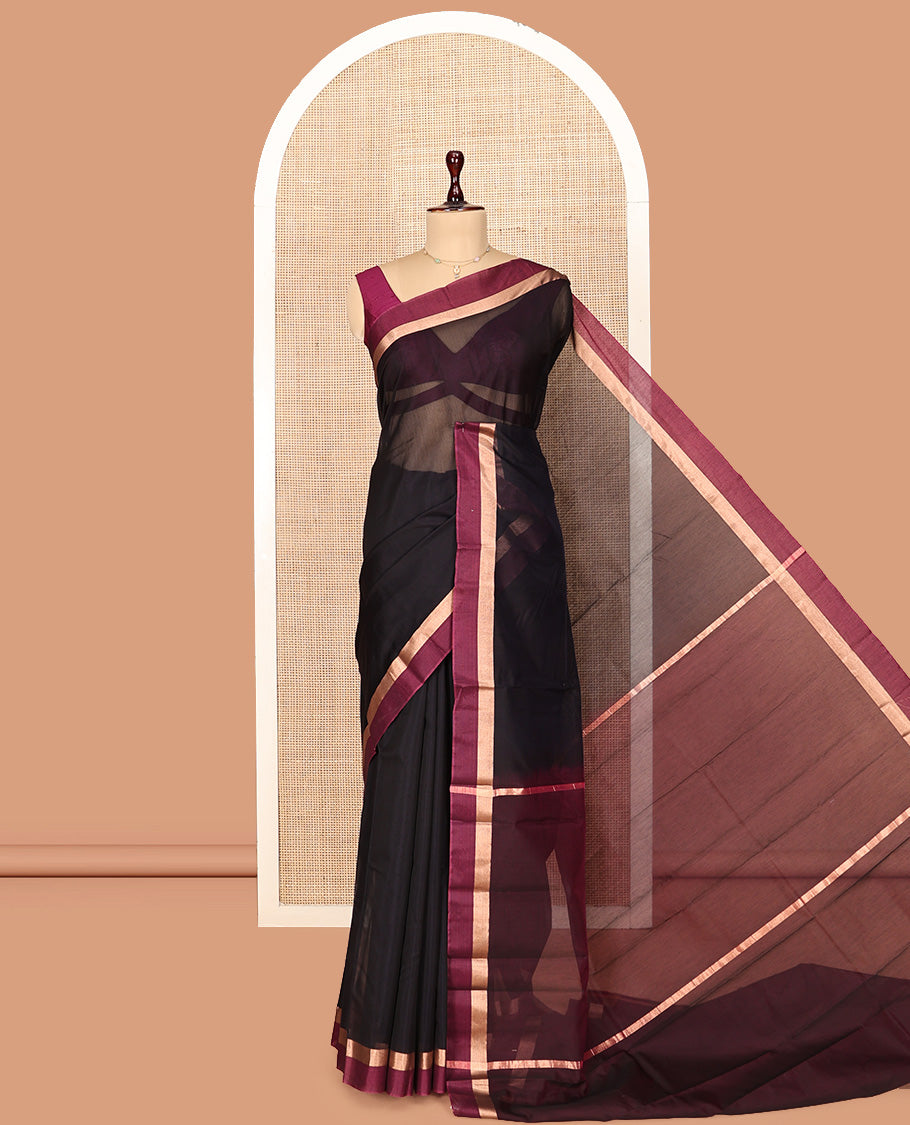 Black Plain Silk Cotton Saree
