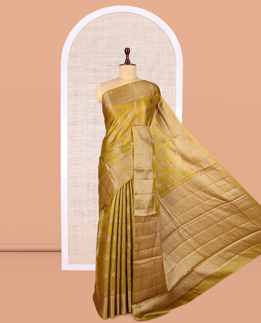 Mustard Tussar Silk Saree