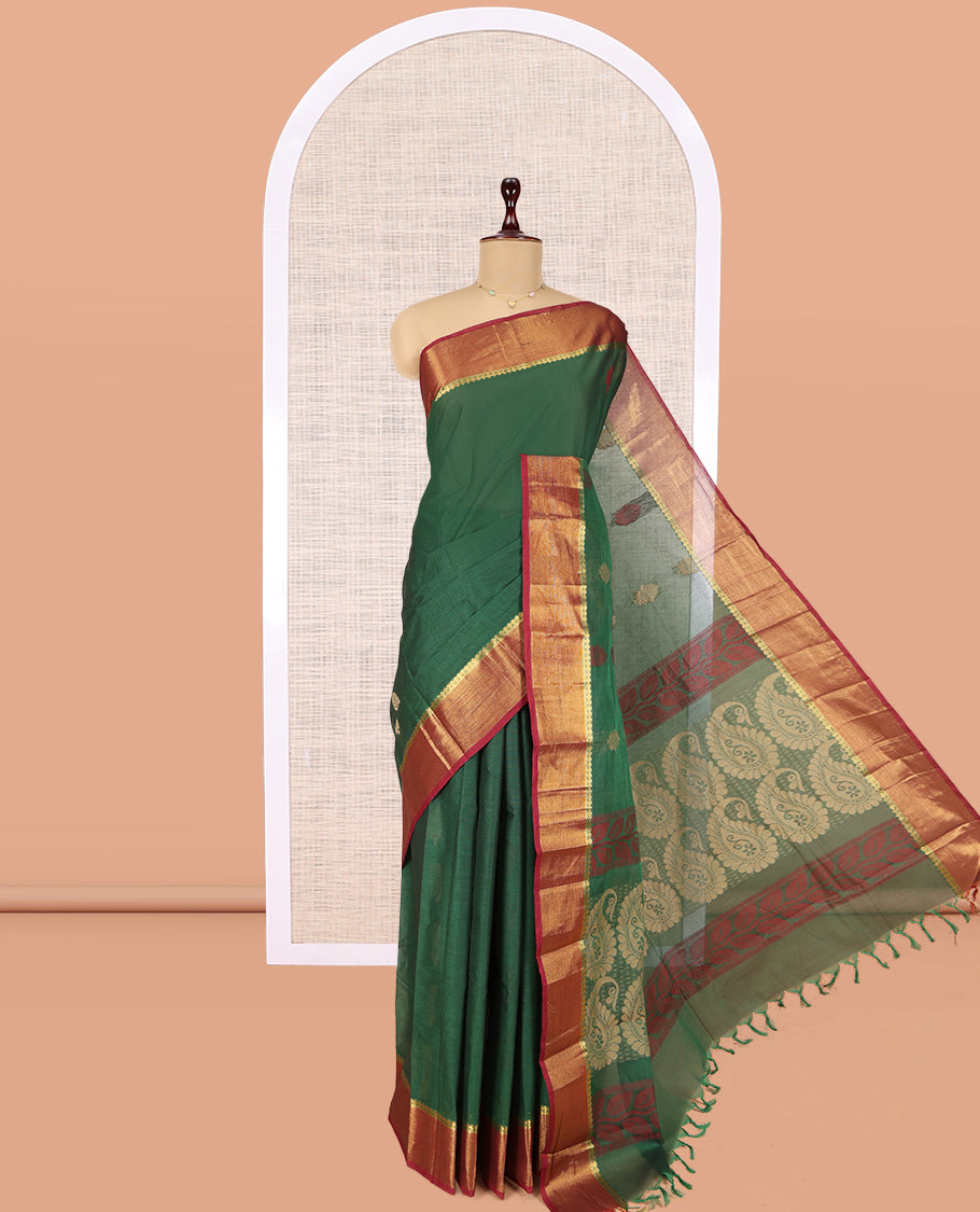Green Plain Kanchi Cotton Saree