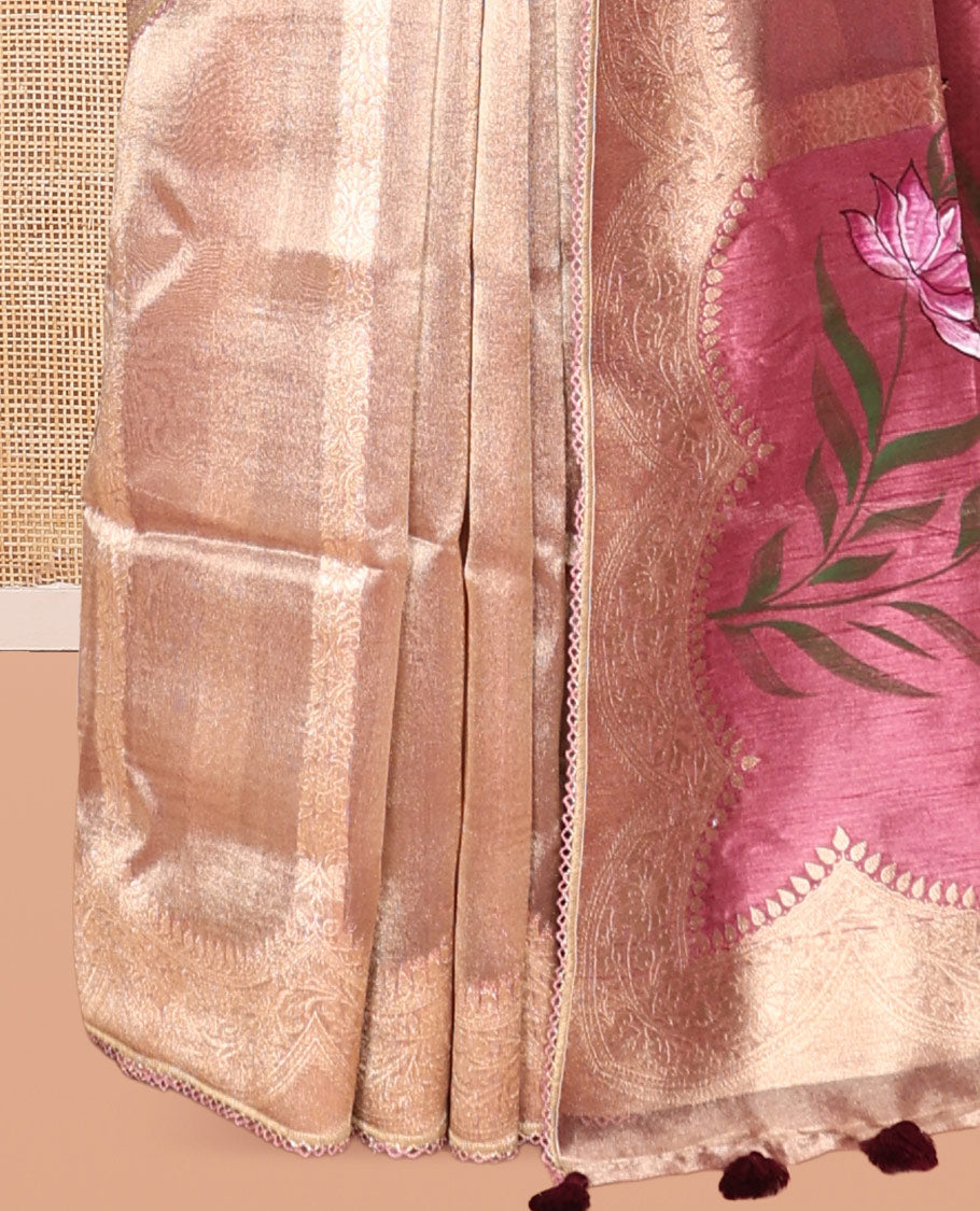 Onion Pink Fancy Organza Saree