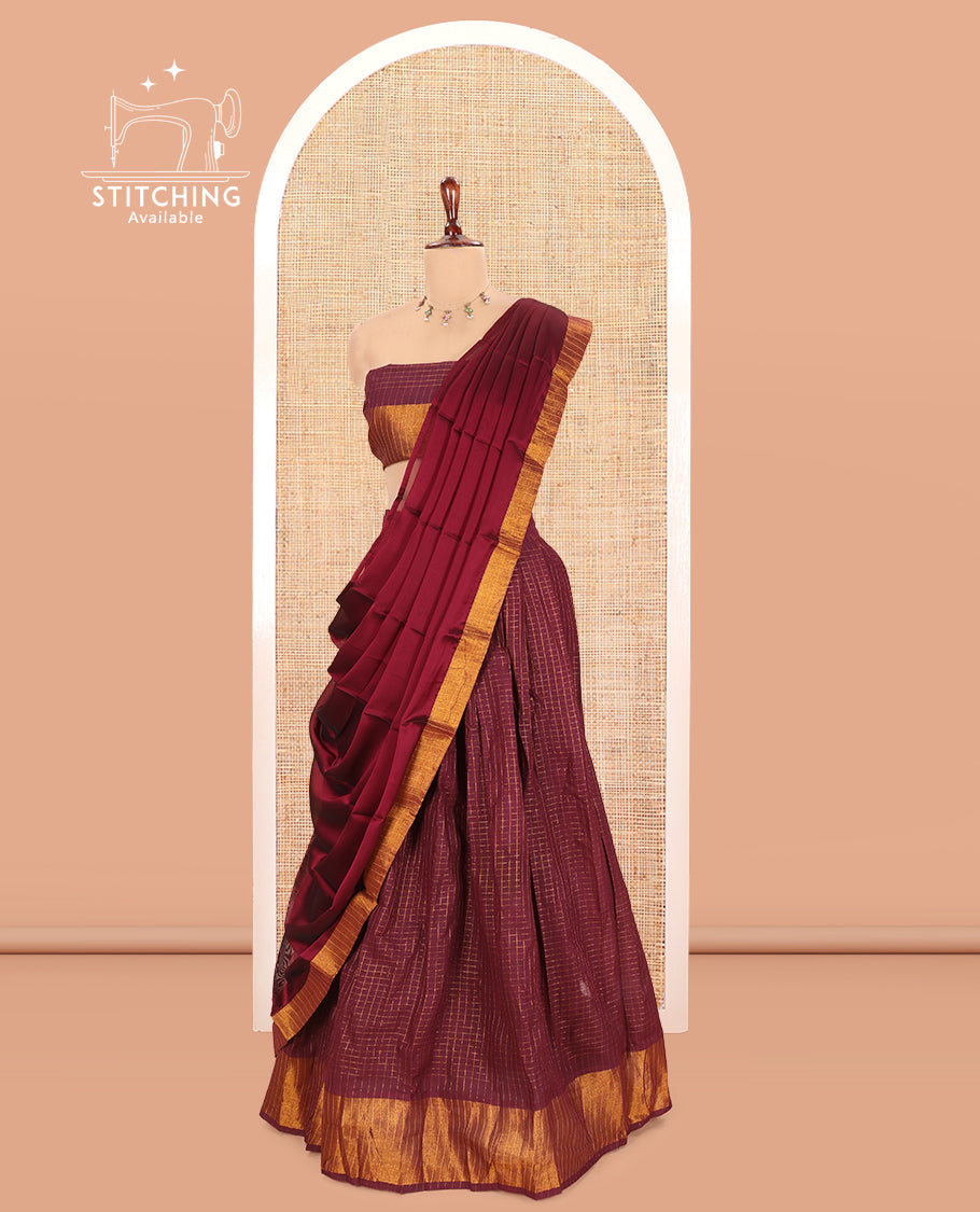 Maroon Sungudi Cotton Half-Saree