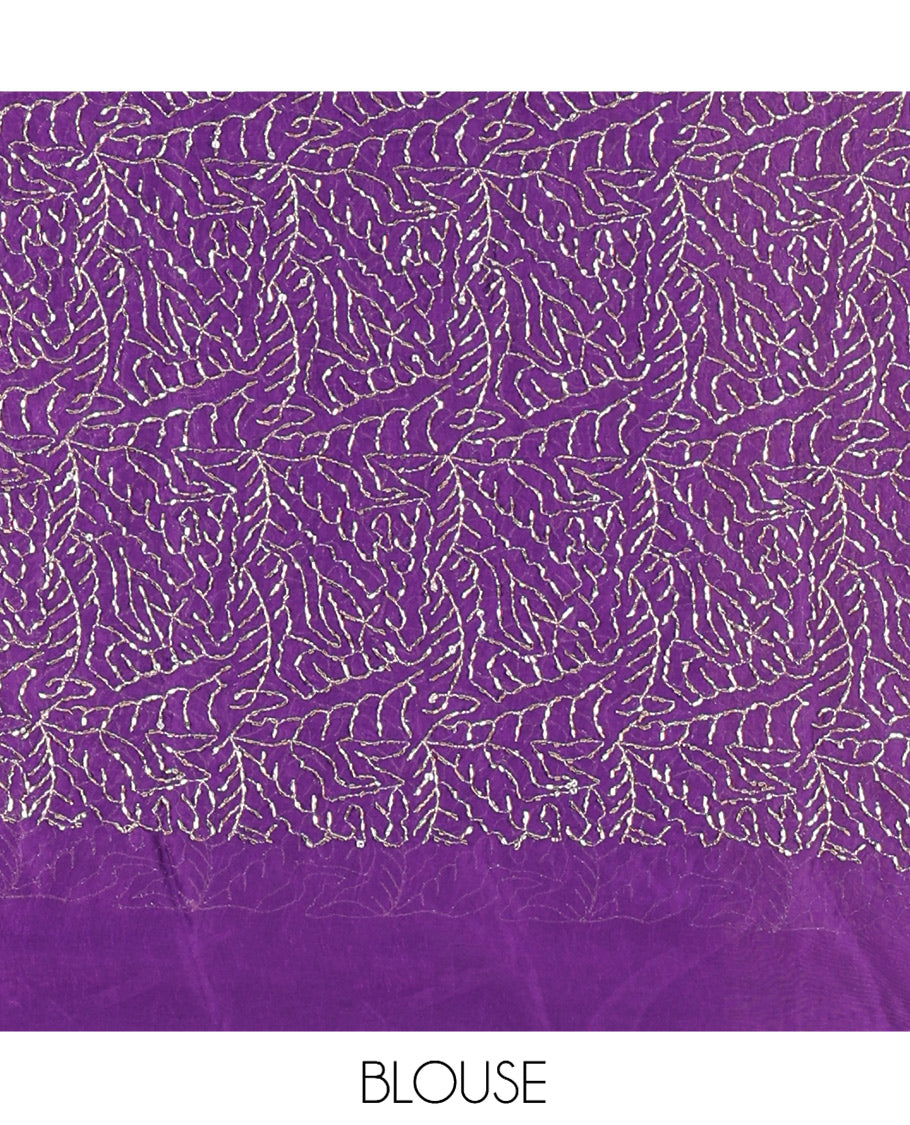 Borderless Violet Plain Rangoli Chiffon Saree