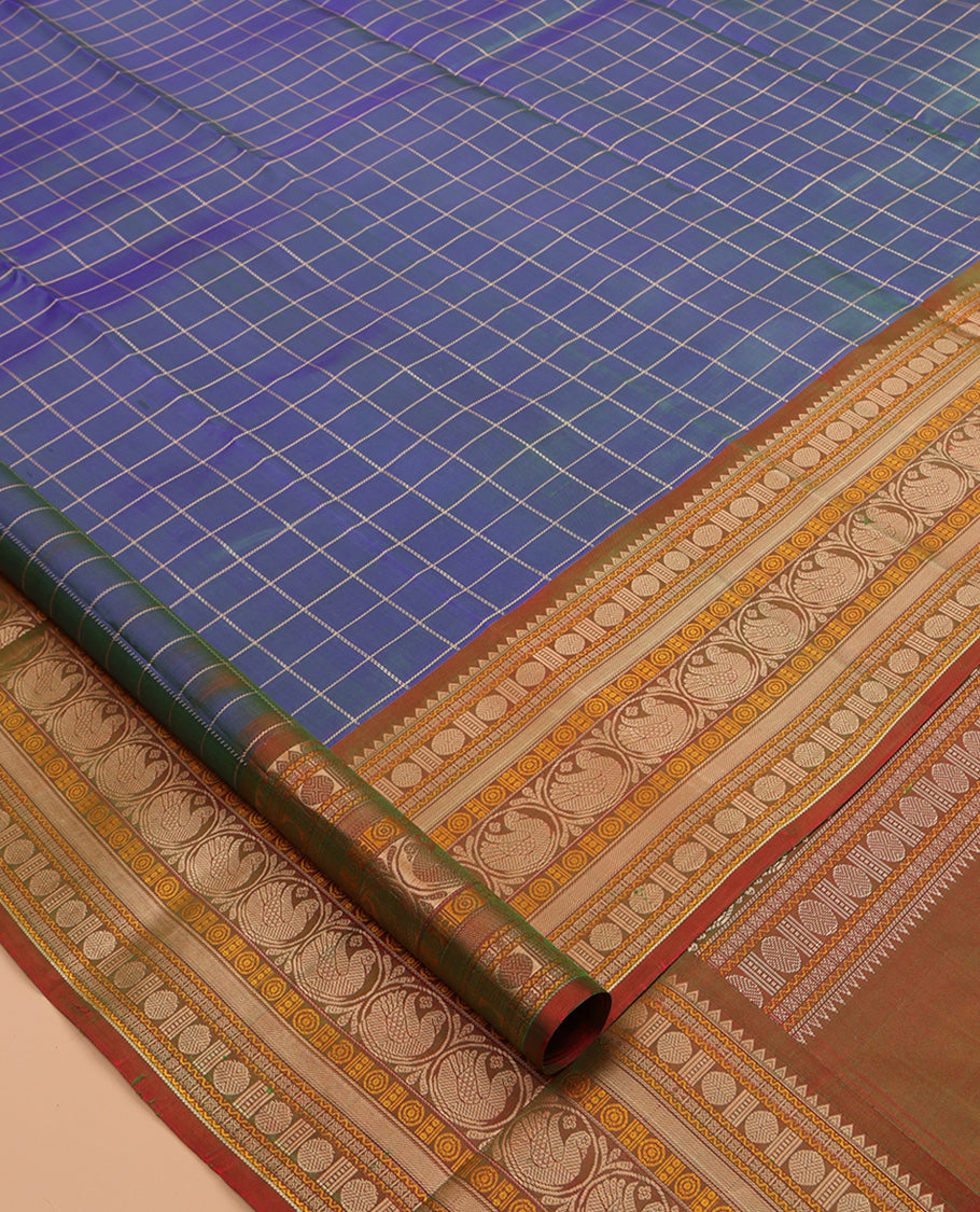Blue Kanchipuram Chettinad Saree