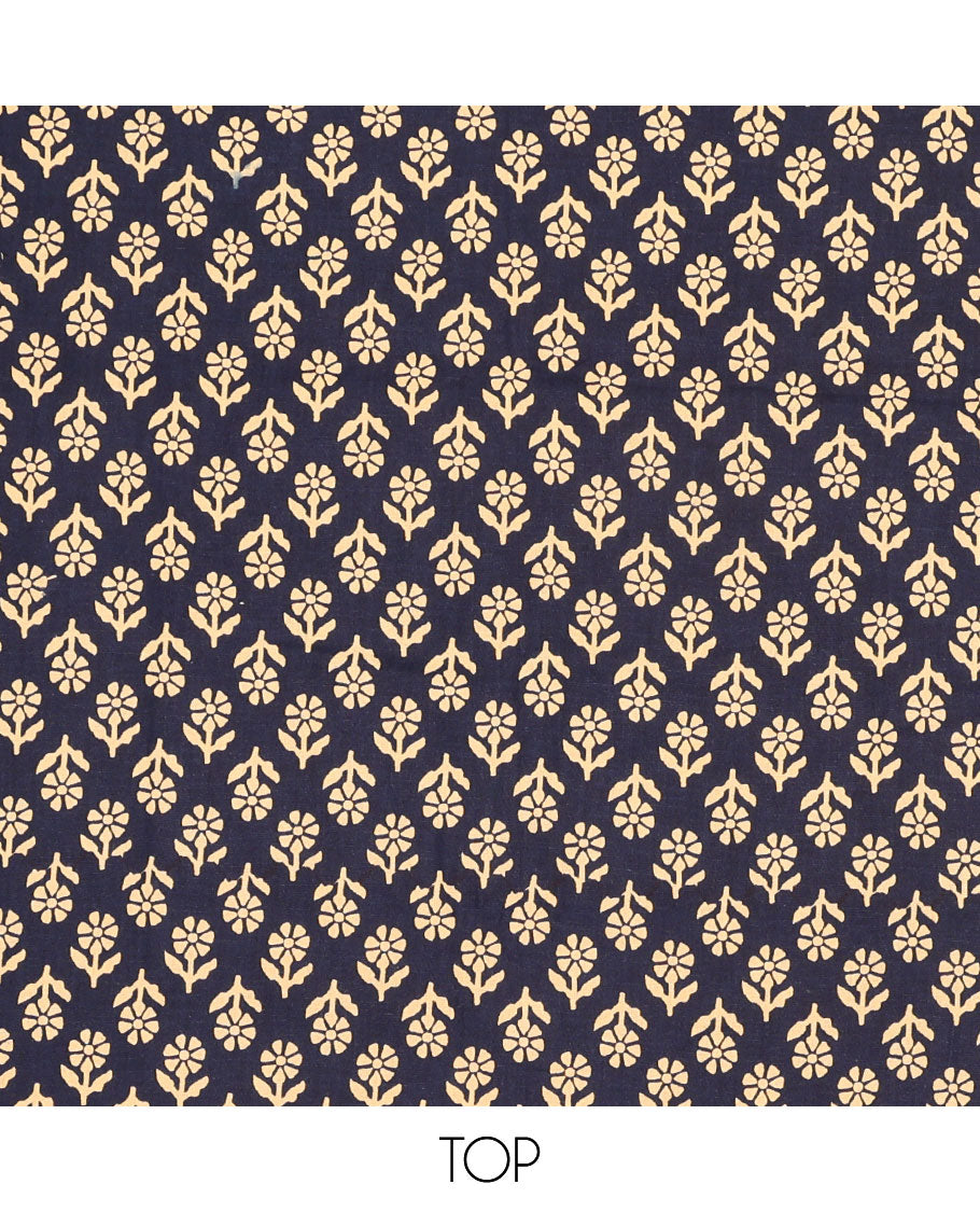 Blue chudidhar material set floral motifs top with striped floral bottom & floral design dupatta
