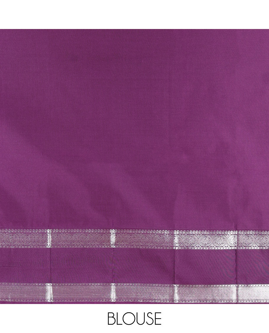 Apple Green-Dark Purple Zari Checked Budget Silk Saree, Contrast Traditional Border, Intricate Pallu, and Contrast Blouse