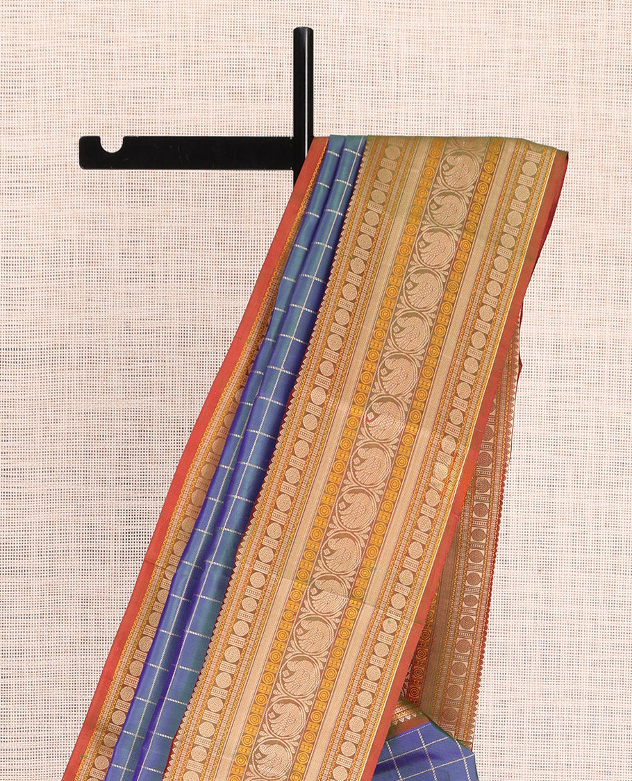 Blue Kanchipuram Chettinad Saree