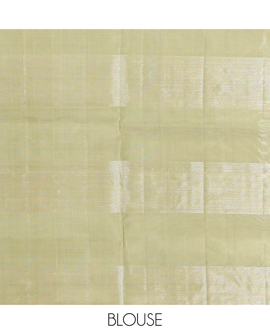 Borderless Black Mayuri Soft Silk Saree, Steeped in the Richness of Zari Checks all Over Its Body, Complemented by Contrast Intricately Designed Pallu and Paired with a Contrast Blouse