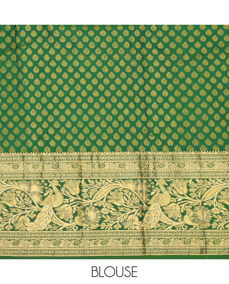 Orange Pure Silk Navarathna Pavadai Material Set