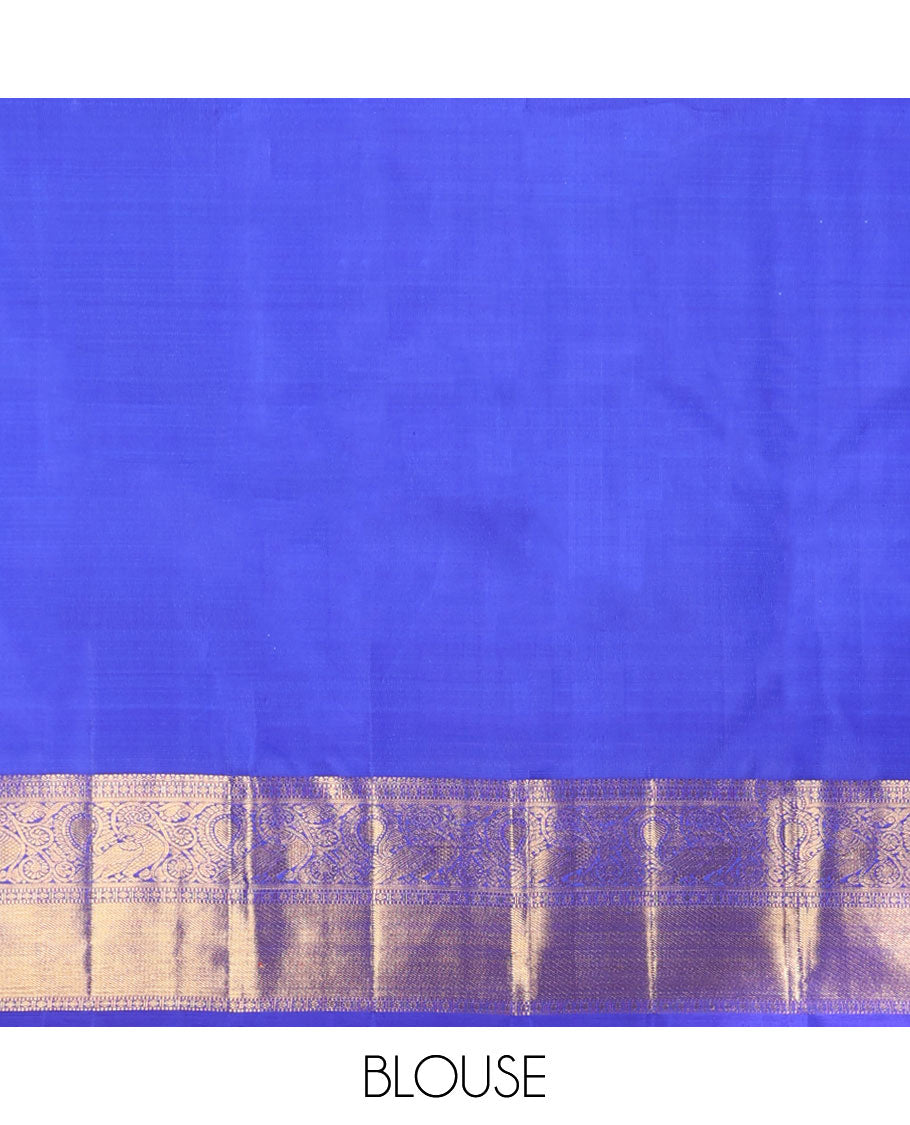 Blue floral jacquard samudrika silk saree with self intricate zari design border & zari design pallu