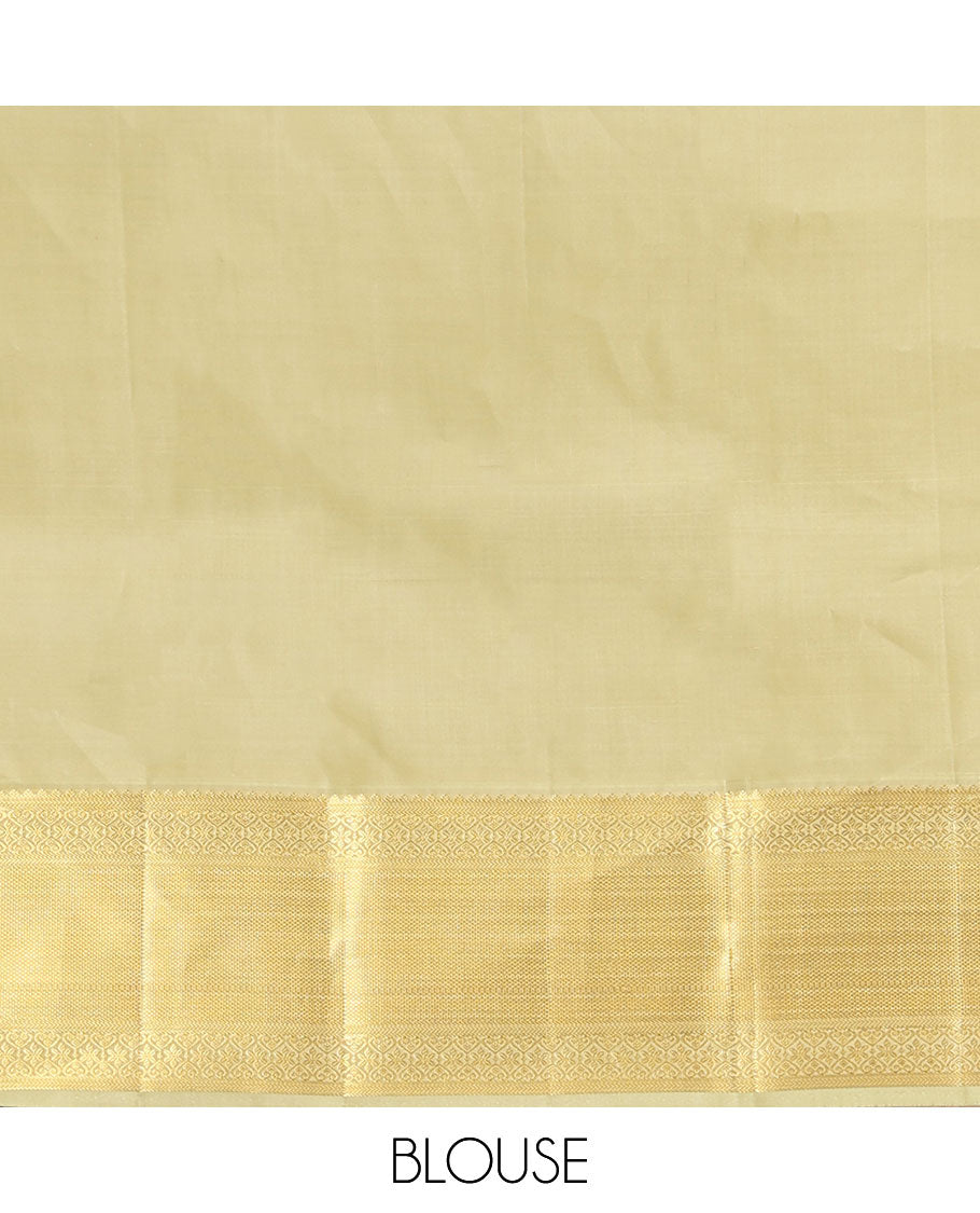 Blue Vasundhara Silk Saree, Decked Up with Zari Buttas All Over Its Body, Complemented by Contrast Border of Traditional Designs, Pallu of Floral Designs, and Paired with a Contrast Blouse