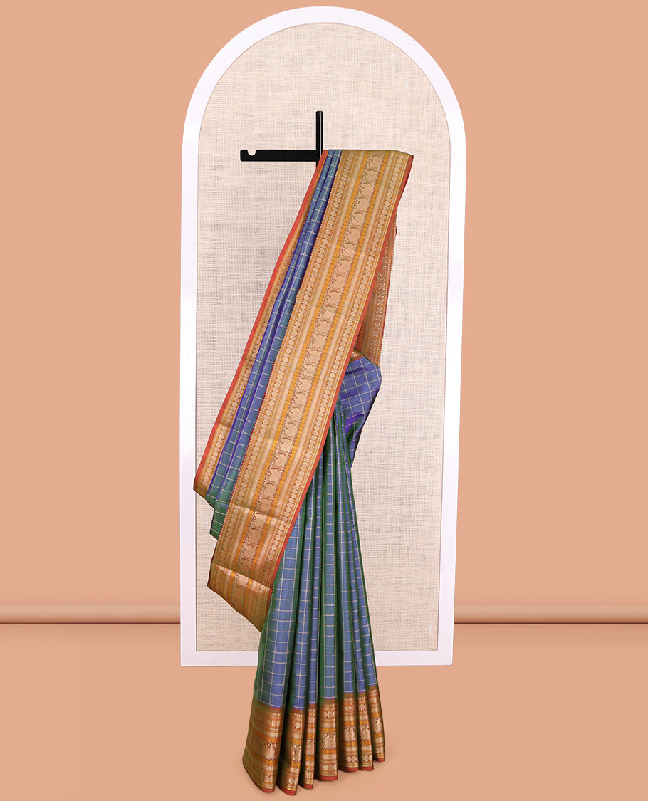 Blue Kanchipuram Chettinad Saree