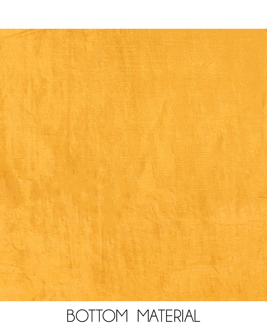 Yellow Mul Chanderi Material Chudidar Set, Subtly Sparkled with Buttas Top, a Matching Bottom, and a Circle Motif Woven Dupatta
