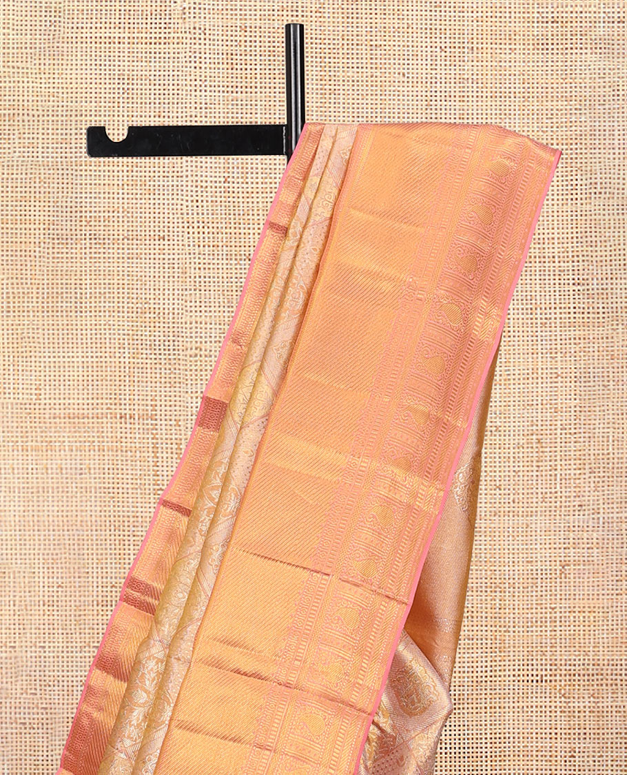 Peach Kanchipuram Tissue Silk Saree
