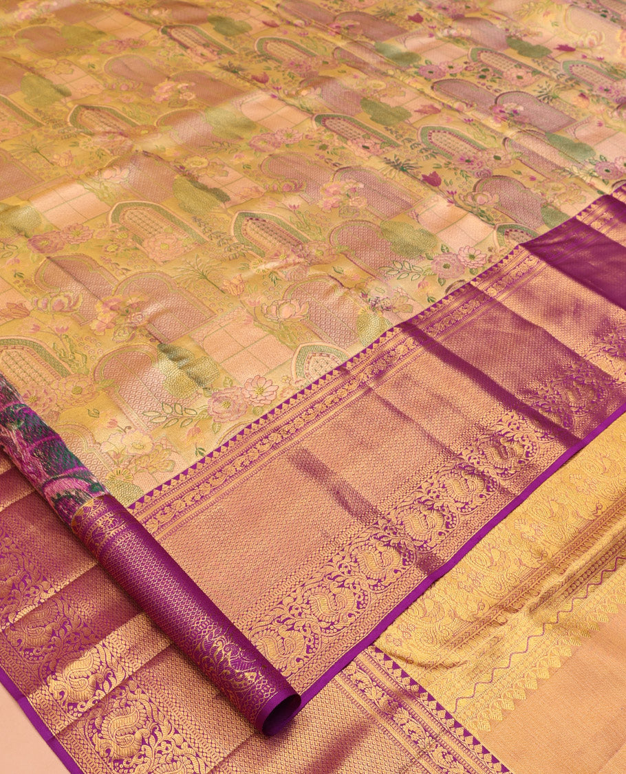 Gold Kanchipuram Tissue Silk Saree