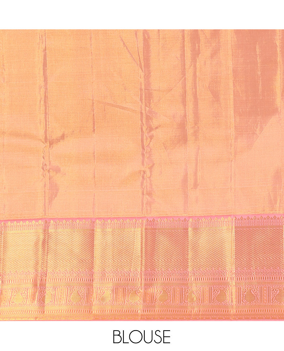 Peach Kanchipuram Tissue Silk Saree